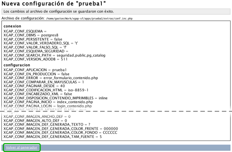 Confirmación de guardado de configuración